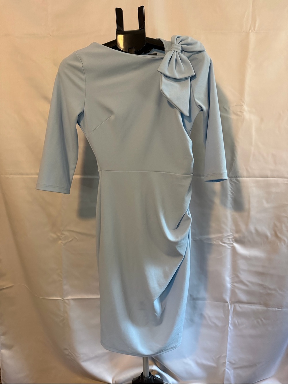 Miusol Powder Blue Bow-Shoulder Sheath Dress